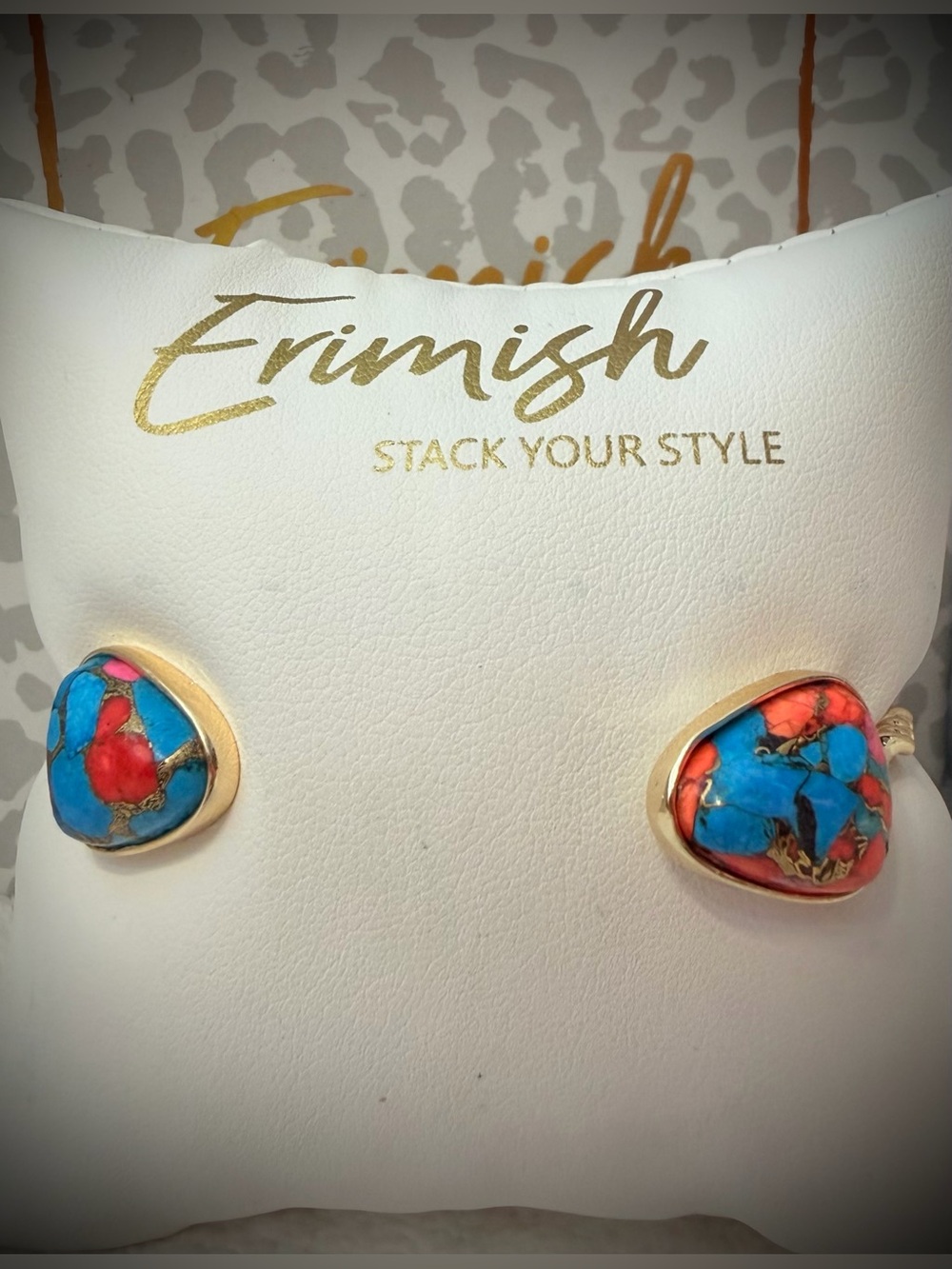 New ERIMISH Bracelet - Turquoise, Coral & Gold Bangle